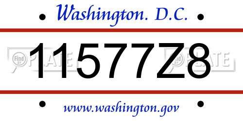 11577Z8 District Of Columbia License Plate