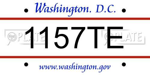 1157TE District Of Columbia License Plate