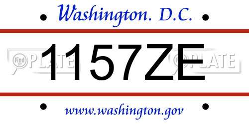 1157ZE District Of Columbia License Plate