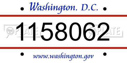 1158062 District Of Columbia License Plate