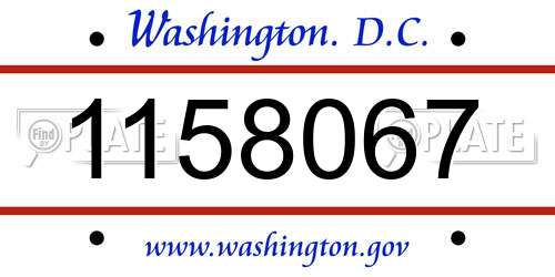 1158067 District Of Columbia License Plate