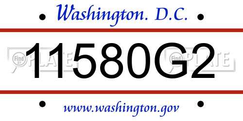 11580G2 District Of Columbia License Plate