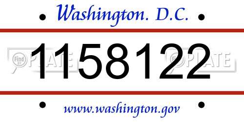 1158122 District Of Columbia License Plate