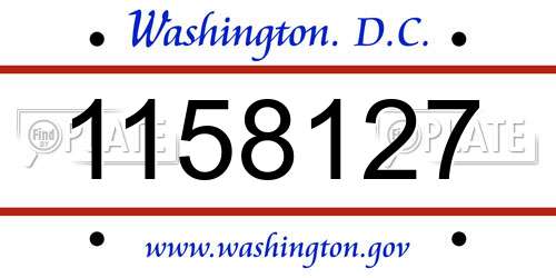 1158127 District Of Columbia License Plate