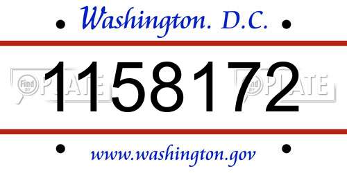 1158172 District Of Columbia License Plate