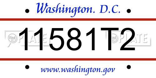 11581T2 District Of Columbia License Plate