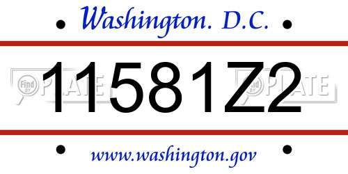 11581Z2 District Of Columbia License Plate