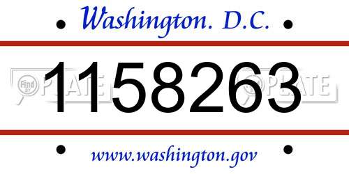 1158263 District Of Columbia License Plate