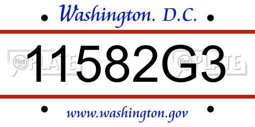 11582G3 District Of Columbia License Plate