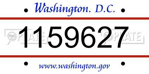 1159627 District Of Columbia License Plate