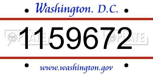 1159672 District Of Columbia License Plate