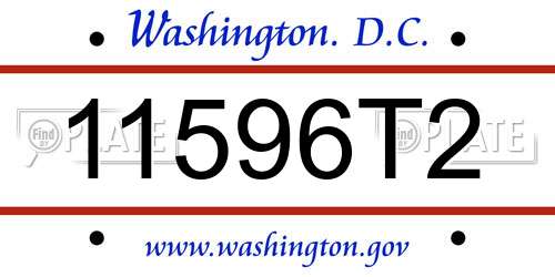 11596T2 District Of Columbia License Plate