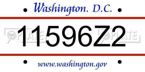 11596Z2 District Of Columbia License Plate