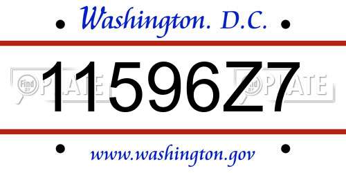11596Z7 District Of Columbia License Plate