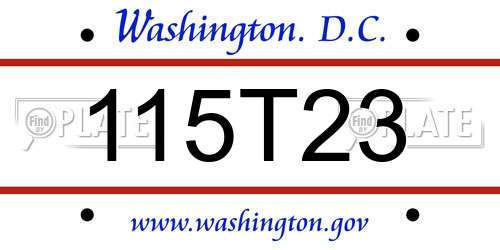 115T23 District Of Columbia License Plate