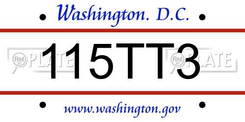 115TT3 District Of Columbia License Plate