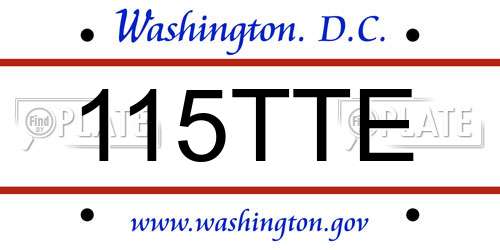 115TTE District Of Columbia License Plate