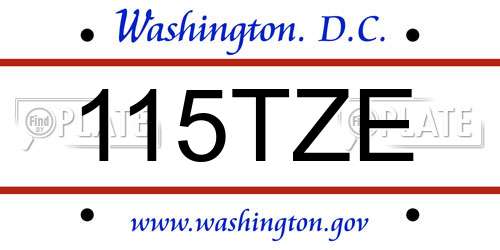 115TZE District Of Columbia License Plate