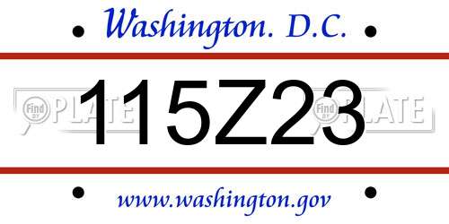 115Z23 District Of Columbia License Plate