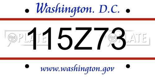 115Z73 District Of Columbia License Plate