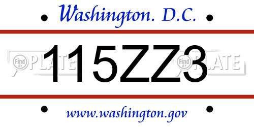 115ZZ3 District Of Columbia License Plate
