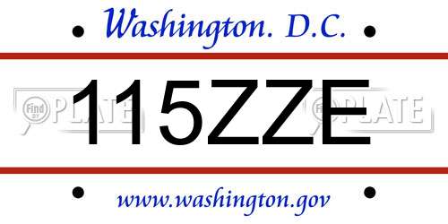 115ZZE District Of Columbia License Plate
