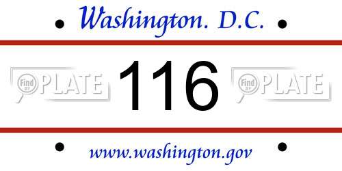 116 District Of Columbia License Plate