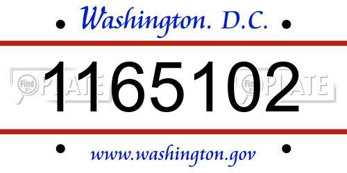 1165102 District Of Columbia License Plate
