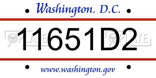 11651D2 District Of Columbia License Plate