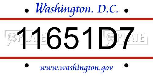 11651D7 District Of Columbia License Plate
