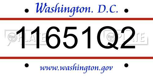11651Q2 District Of Columbia License Plate