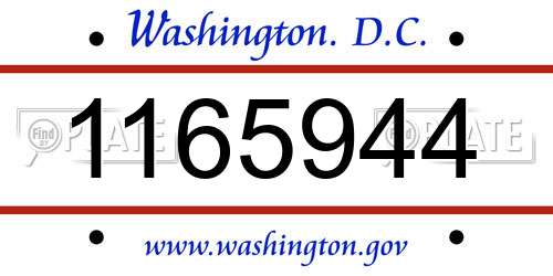 1165944 District Of Columbia License Plate