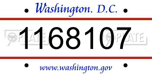 1168107 District Of Columbia License Plate