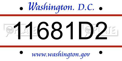 11681D2 District Of Columbia License Plate