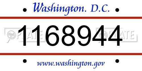 1168944 District Of Columbia License Plate