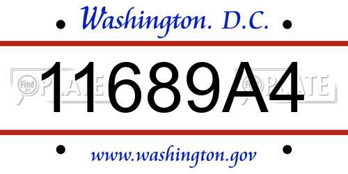 11689A4 District Of Columbia License Plate