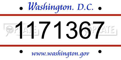 1171367 District Of Columbia License Plate