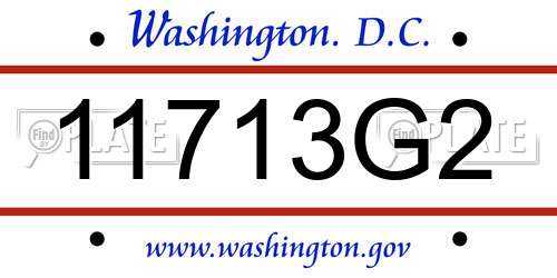 11713G2 District Of Columbia License Plate