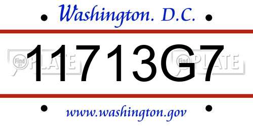 11713G7 District Of Columbia License Plate
