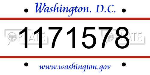 1171578 District Of Columbia License Plate