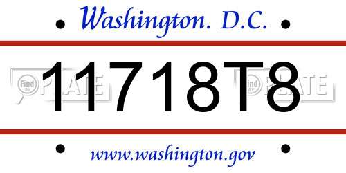 11718T8 District Of Columbia License Plate