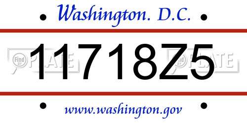 11718Z5 District Of Columbia License Plate