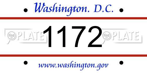 1172 District Of Columbia License Plate