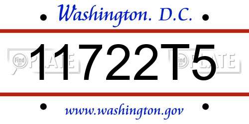 11722T5 District Of Columbia License Plate