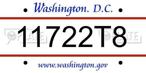 11722T8 District Of Columbia License Plate