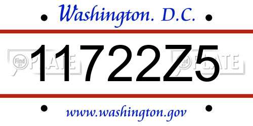 11722Z5 District Of Columbia License Plate