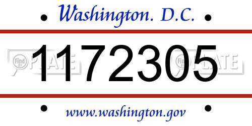 1172305 District Of Columbia License Plate