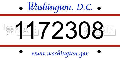 1172308 District Of Columbia License Plate