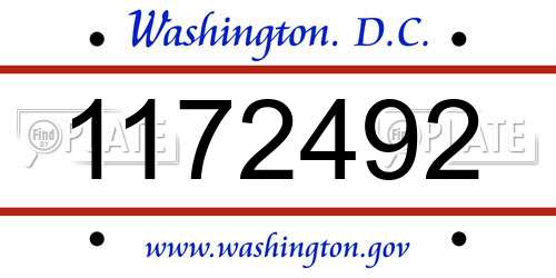 1172492 District Of Columbia License Plate
