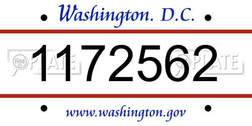 1172562 District Of Columbia License Plate
